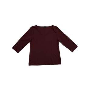 Ann Taylor Factory Women's Burgundy 3/4 Sleeve V-Neck T-Shirt Size M